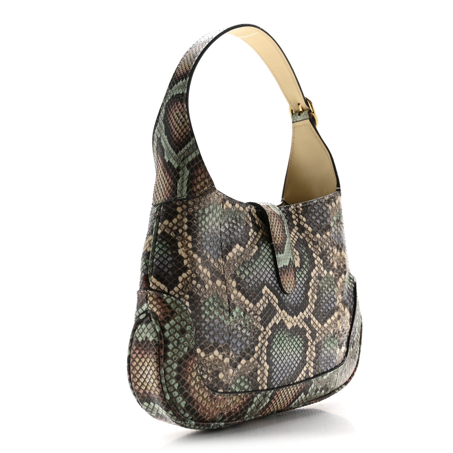 Gucci Snakeskin Calfskin Small Jackie 1961 Hobo Beige Multicolor 3 of 12