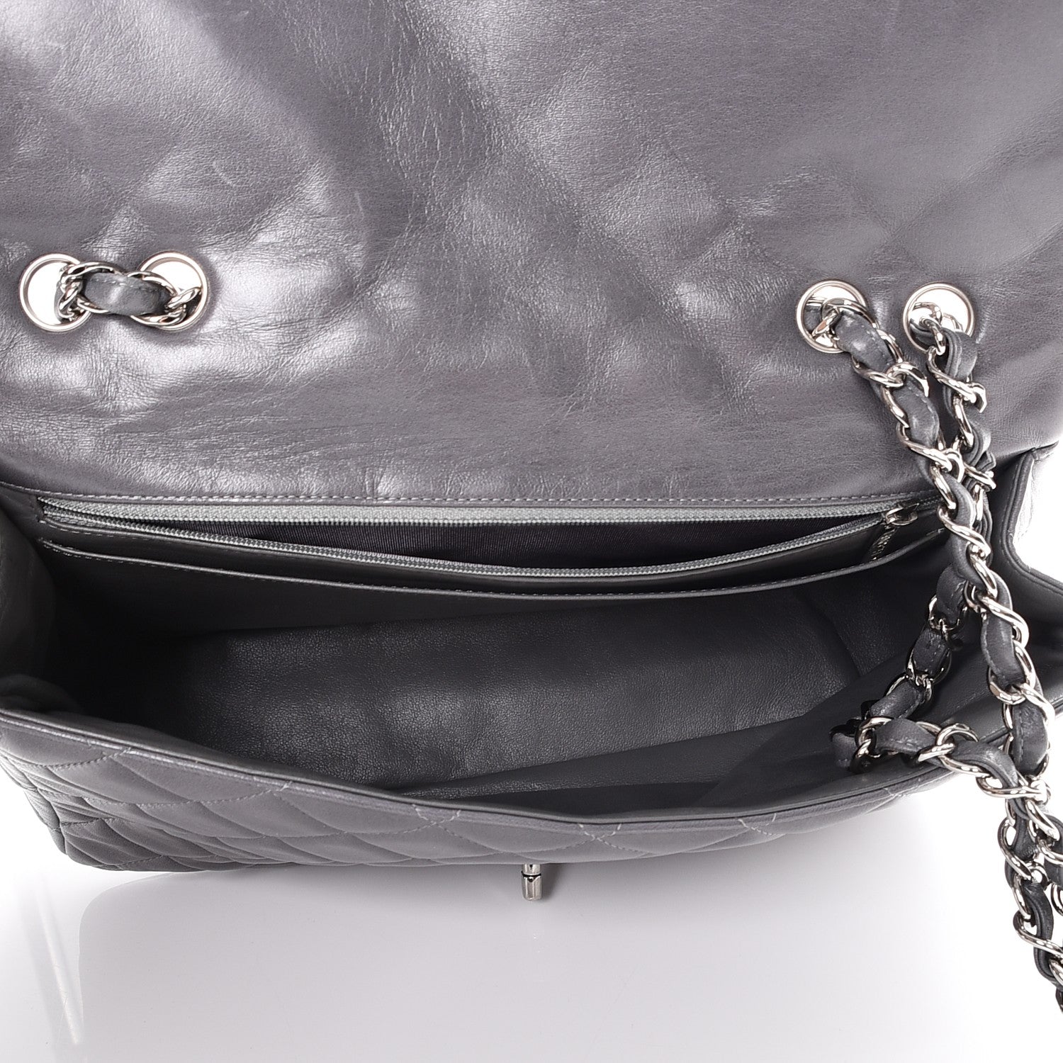 Chanel Lambskin Quilted Jumbo Single Flap Grey 5 of 12