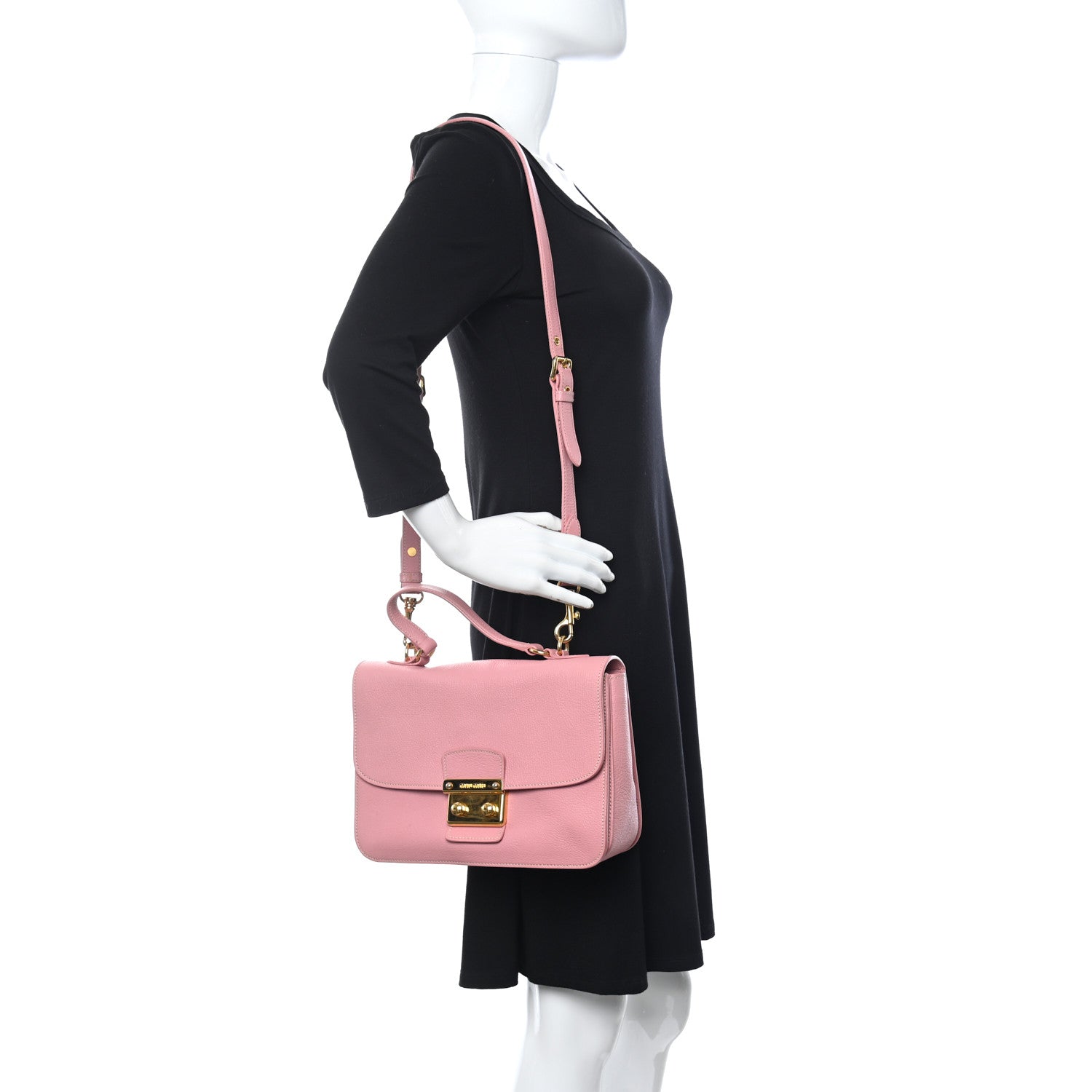 Miu Miu Goatskin Madras Shopping Tote Rosa 2 of 9