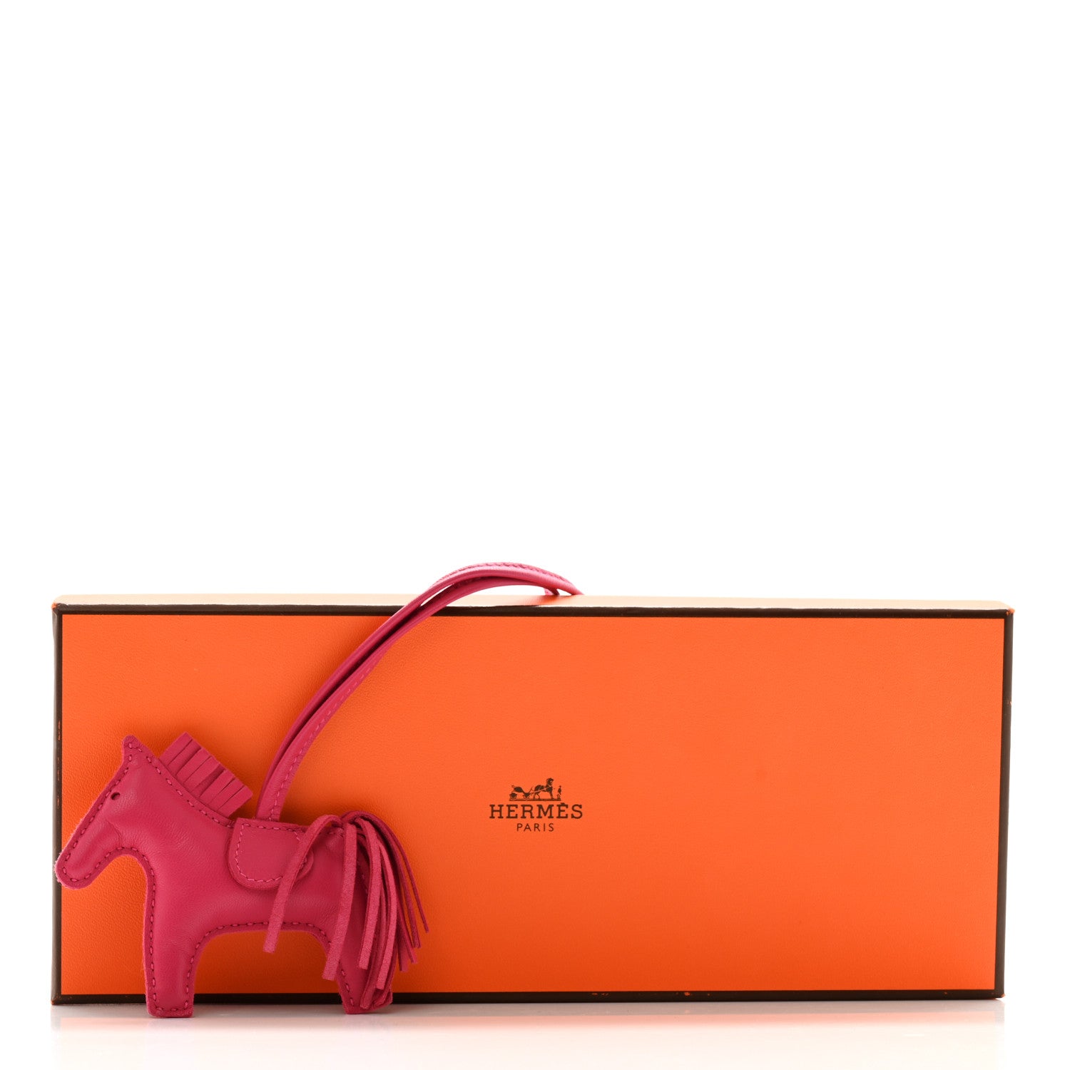 Hermes Milo Lambskin Grigri Rodeo Horse Bag Charm PM Rose Mexico 5 of 5