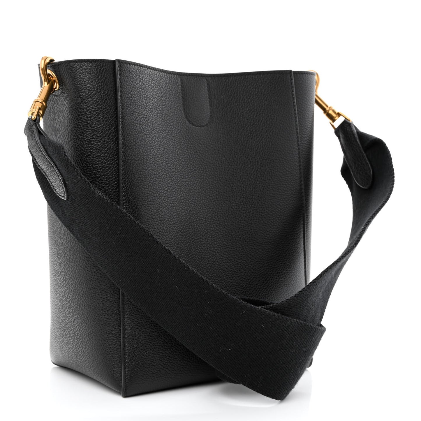 Soft Grained Calfskin Small Sangle Bucket Bag Black
