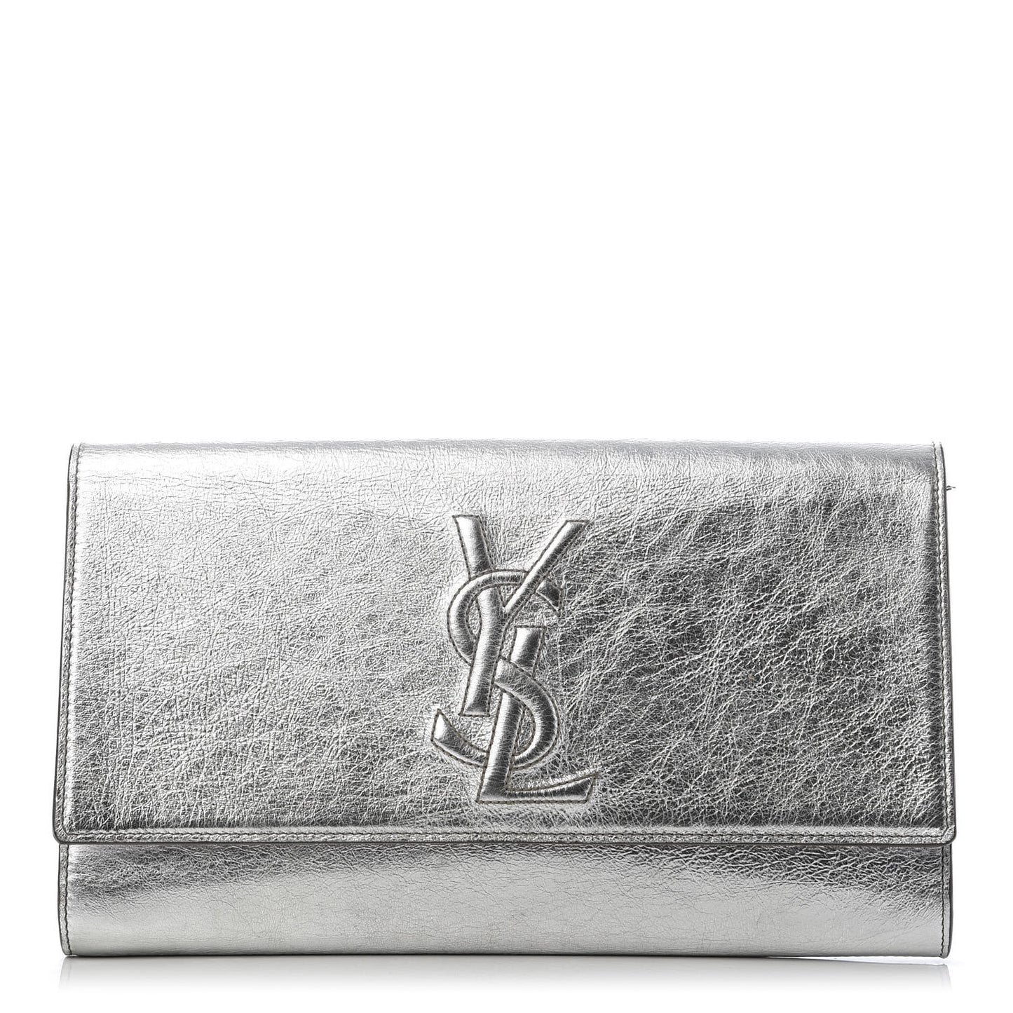 Metallic Calfskin Monogram Large Belle De Jour Clutch Silver