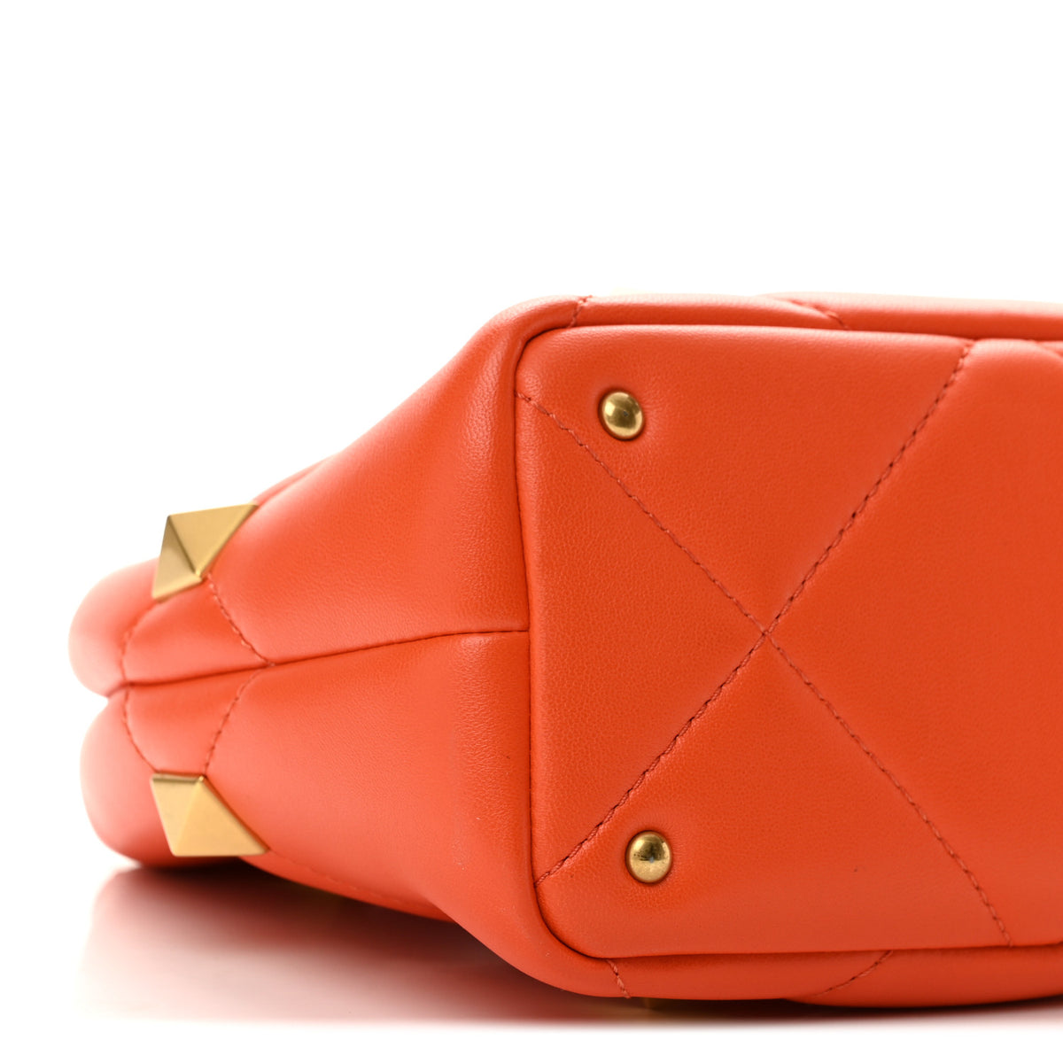 Nappa Small Roman Stud The Handle Bag Orange Zest