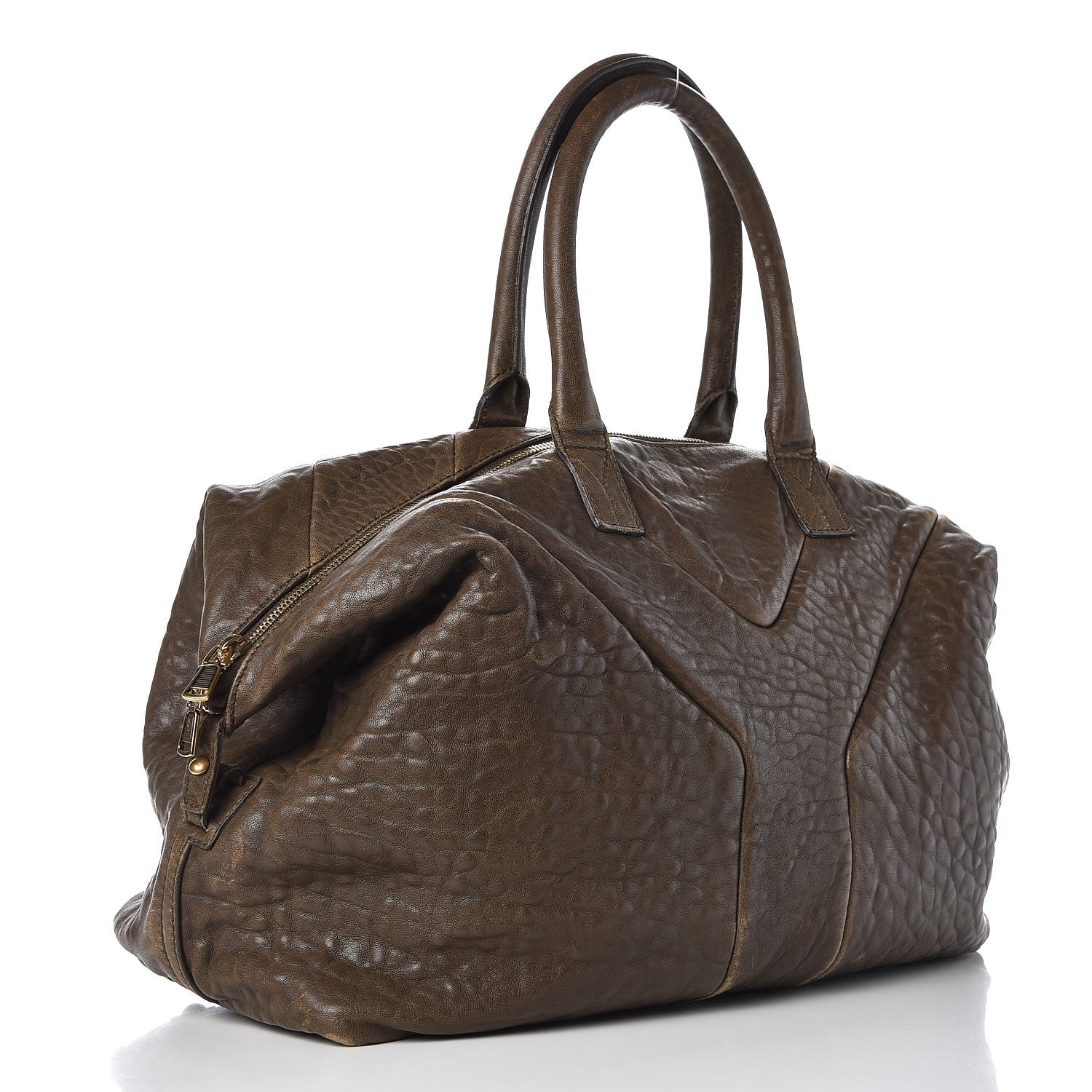 Saint Laurent Pebbled Lambskin Medium Easy Sac Olive 3 of 13