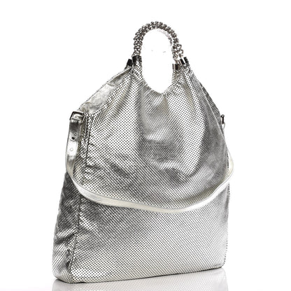 Chanel Metallic Glazed Calfskin Perforated Medium Rodeo Drive Tote Silver 4 of 8