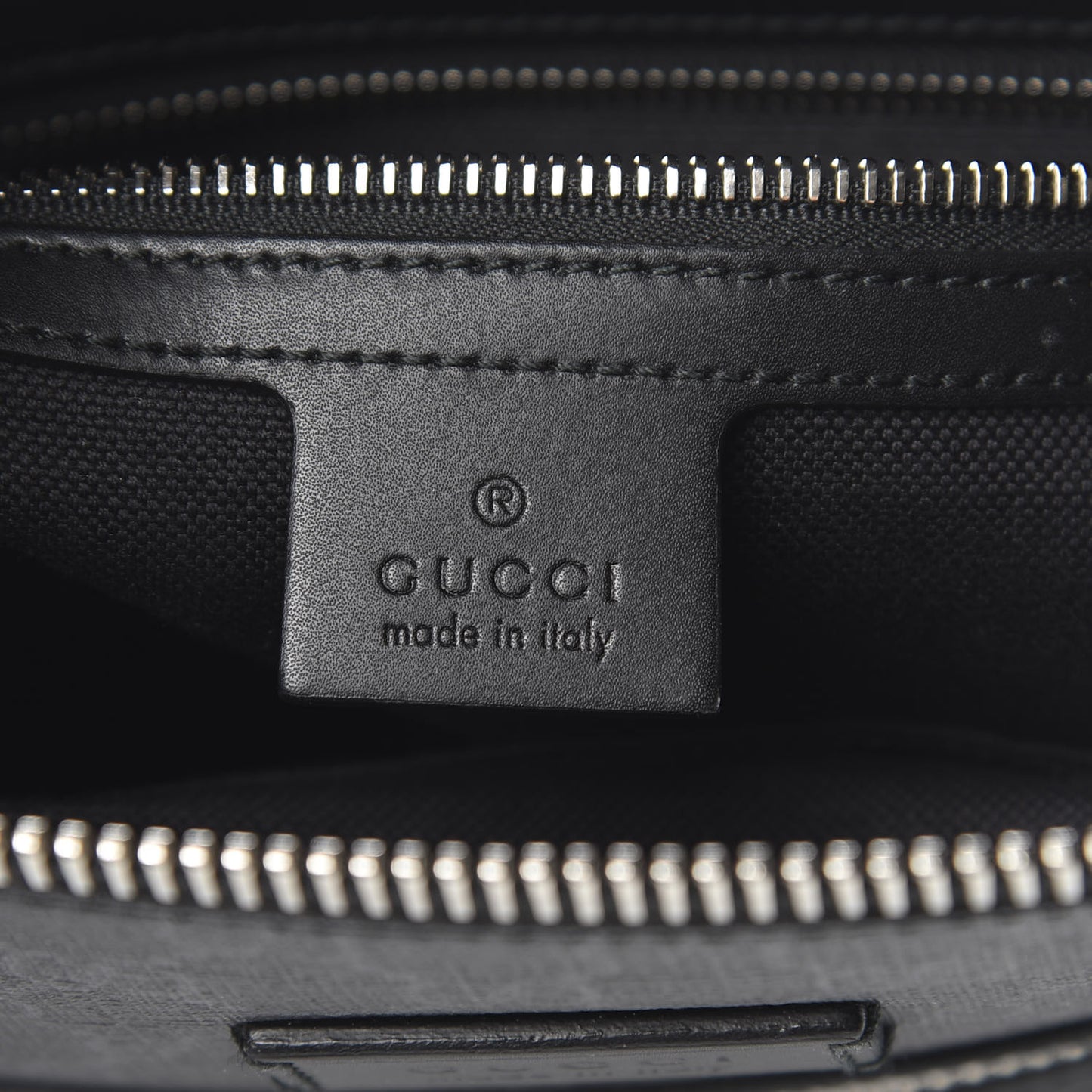 GG Supreme Monogram Appia Calfskin Web Flat Messenger Bag Black Grey