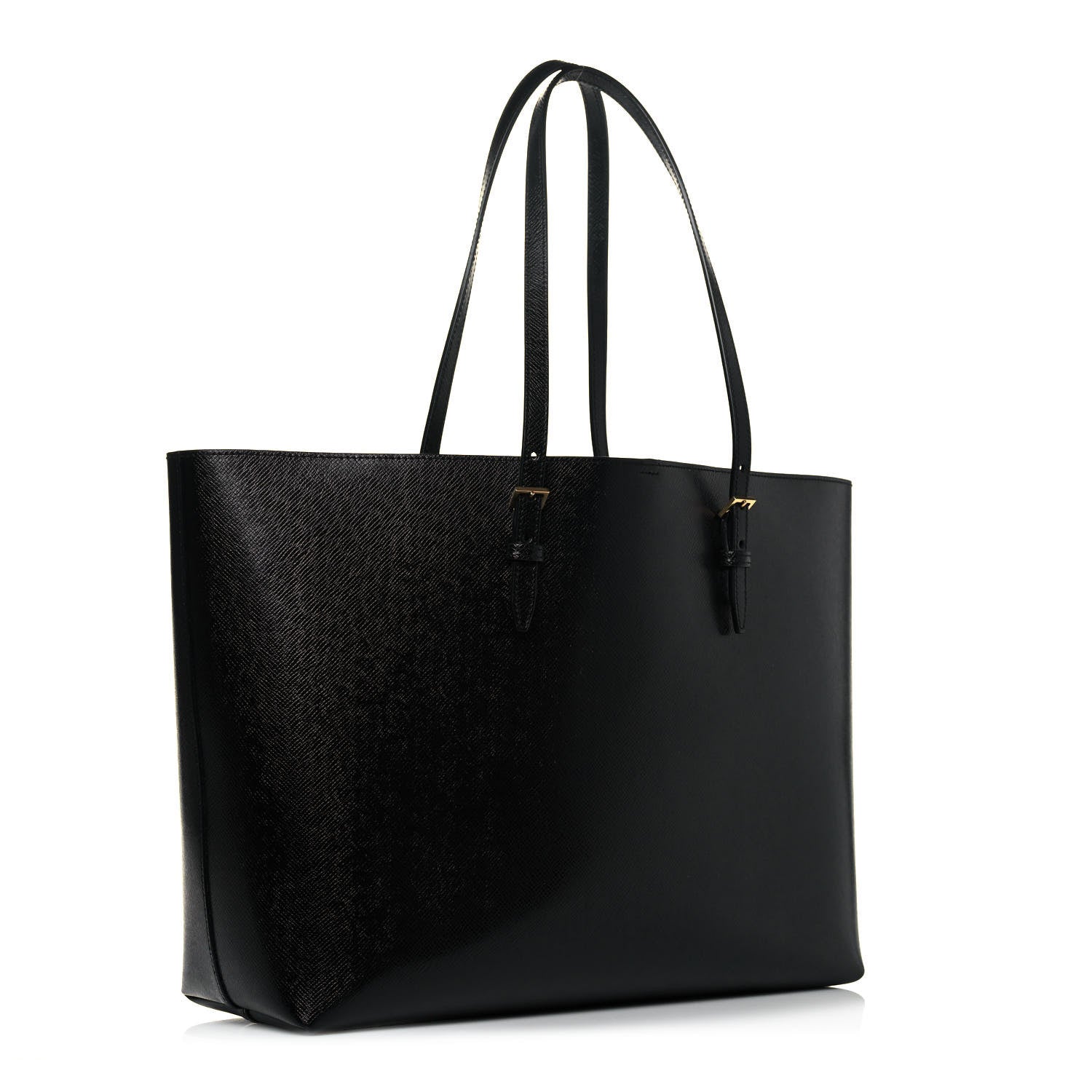 Saint Laurent Grained Calfskin E/W Large Shopping Tote Black 4 of 14