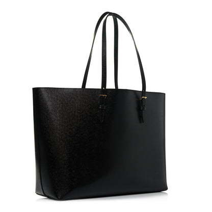Saint Laurent Grained Calfskin E/W Large Shopping Tote Black 4 of 14