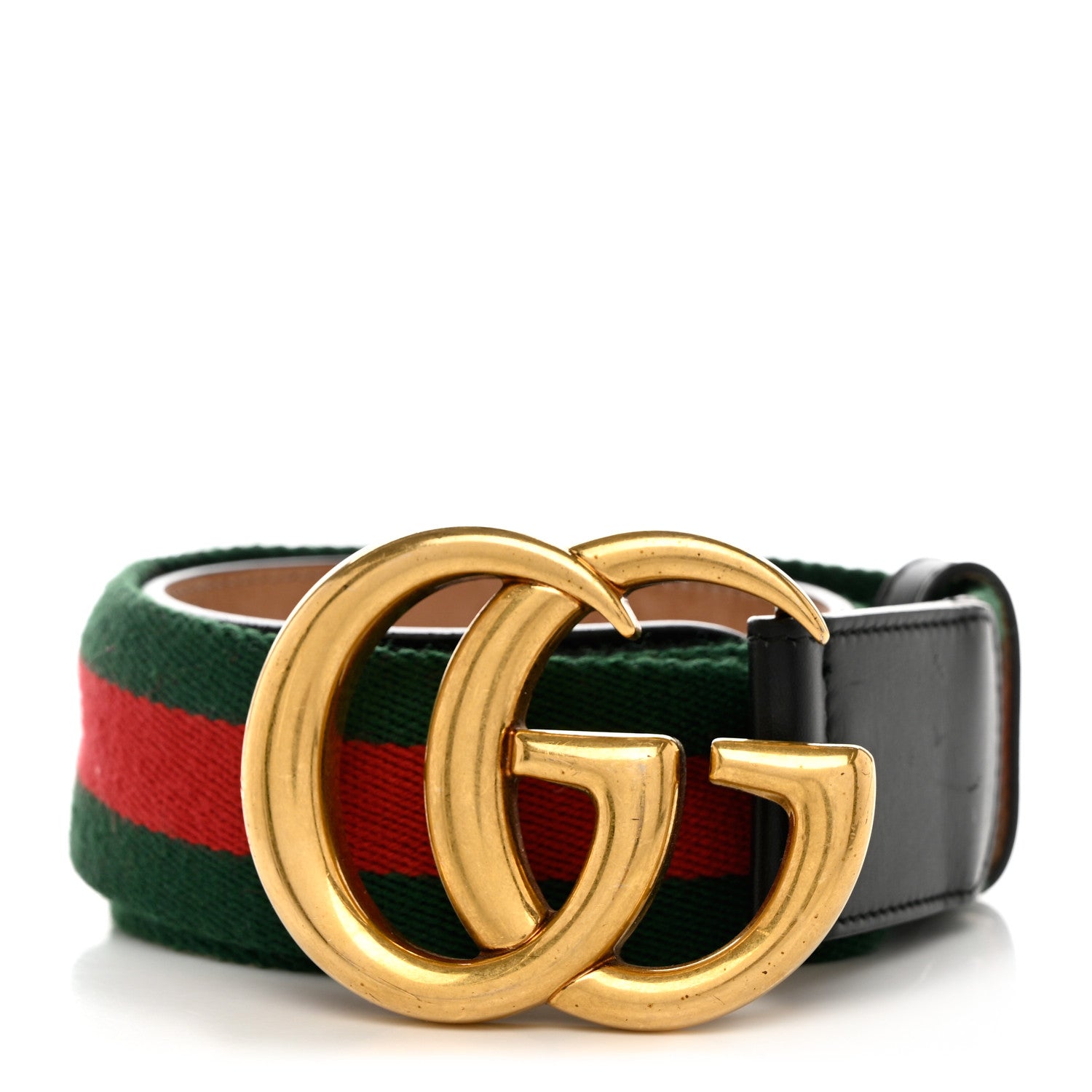 Gucci Nylon Calfskin Double G Web 40mm Belt 85 34 Green Red Black 1 of 7