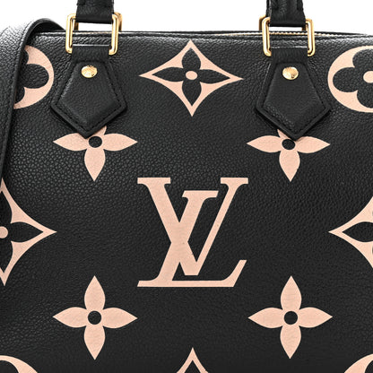 Louis Vuitton Empreinte Monogram Giant Speedy Bandouliere 25 Black Beige 7 of 11