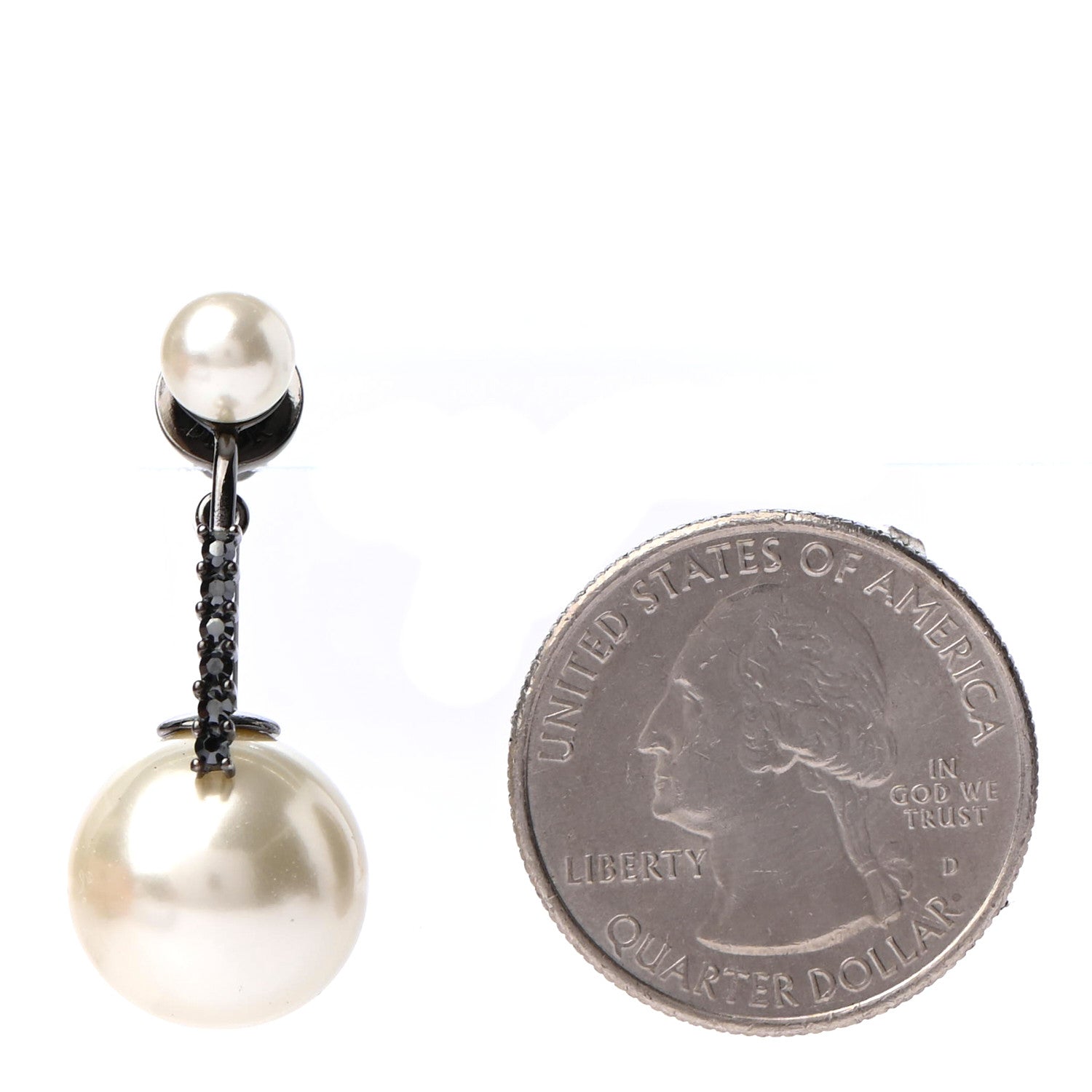 Christian Dior Crystal Pearl My ABCDior Q Tribale Earring Black Silver 2 of 4