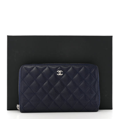 Chanel Caviar Quilted Large Zip Around Organizer Wallet Navy 11 of 11