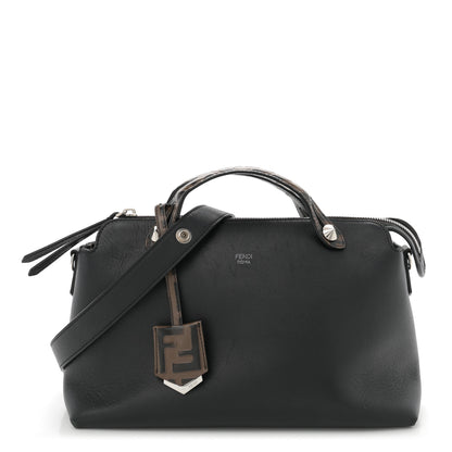 Fendi Vitello Dolce Bi-Color FF 1974 Embossed Medium By The Way Boston Bag Black Maya 1 of 11