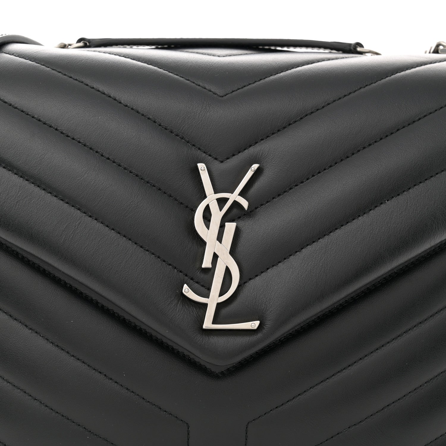 Saint Laurent Calfskin Y Quilted Monogram Medium Loulou Chain Satchel Black 8 of 10