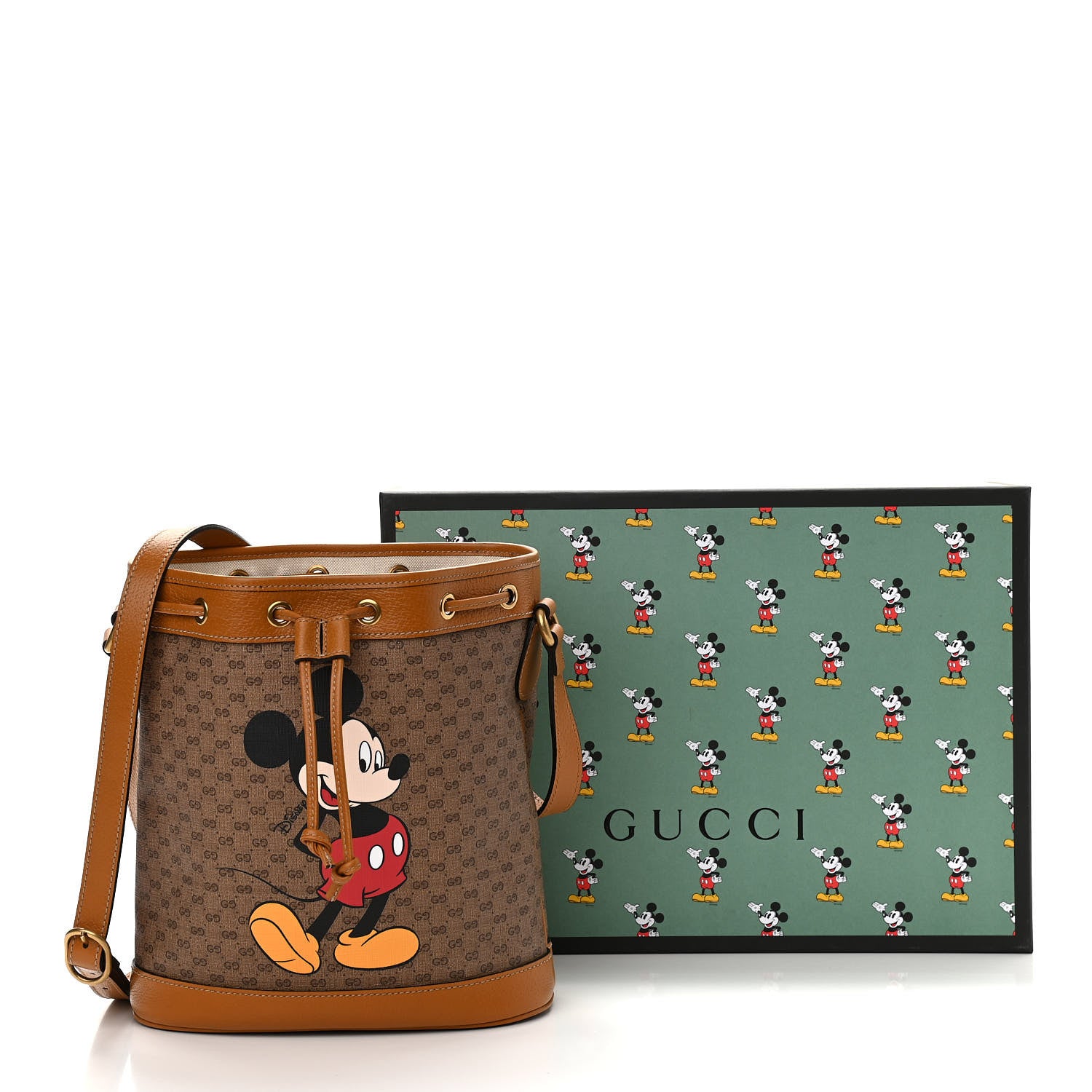 Gucci X DISNEY Mini Vintage GG Supreme Monogram Bucket Bag Beige Vintage Sun Oil 12 of 12