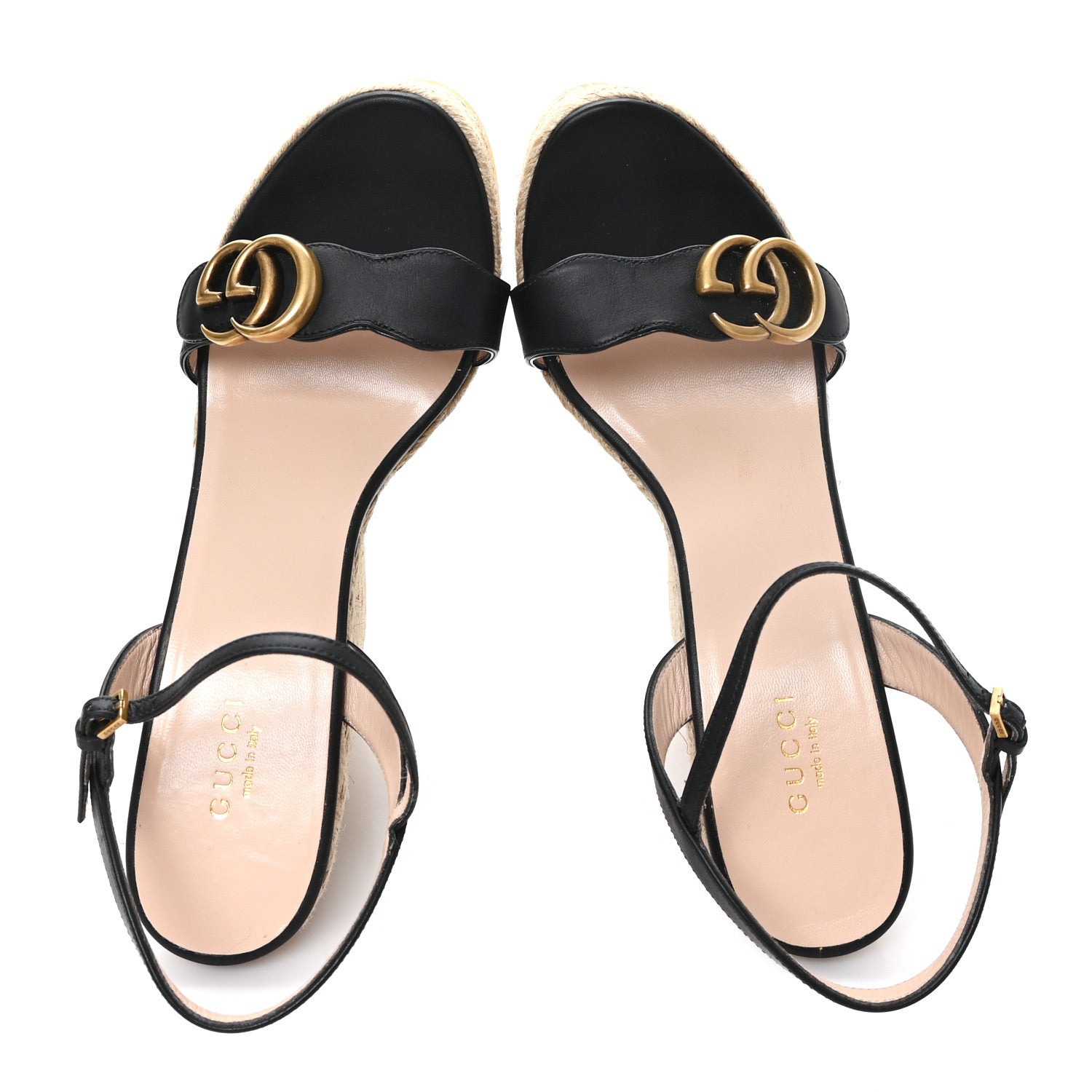 Gucci Nappa Matelasse GG Marmont Slingback Platform 45/130mm Espadrille Wedges 39.5 Black 2 of 10