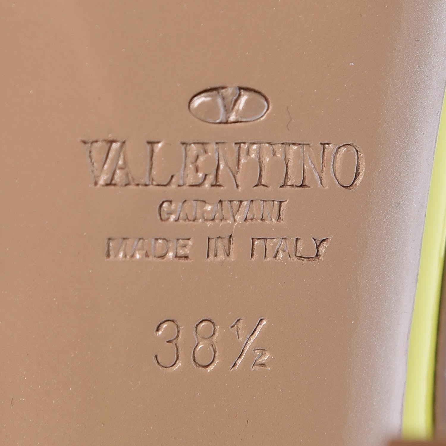 Valentino Garavani Patent Nappa Rockstud Ankle Strap 100mm Pumps 38.5 Yellow Fluo Poudre 7 of 7