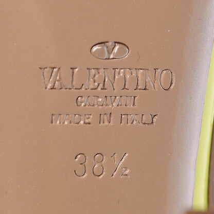 Valentino Garavani Patent Nappa Rockstud Ankle Strap 100mm Pumps 38.5 Yellow Fluo Poudre 7 of 7