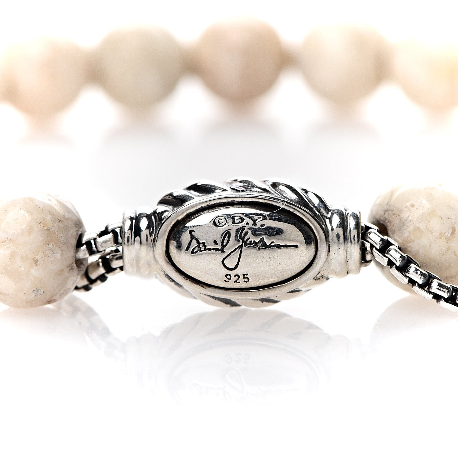 David Yurman Sterling Silver Riverstone 8mm Spiritual Beads Bracelet 3 of 3