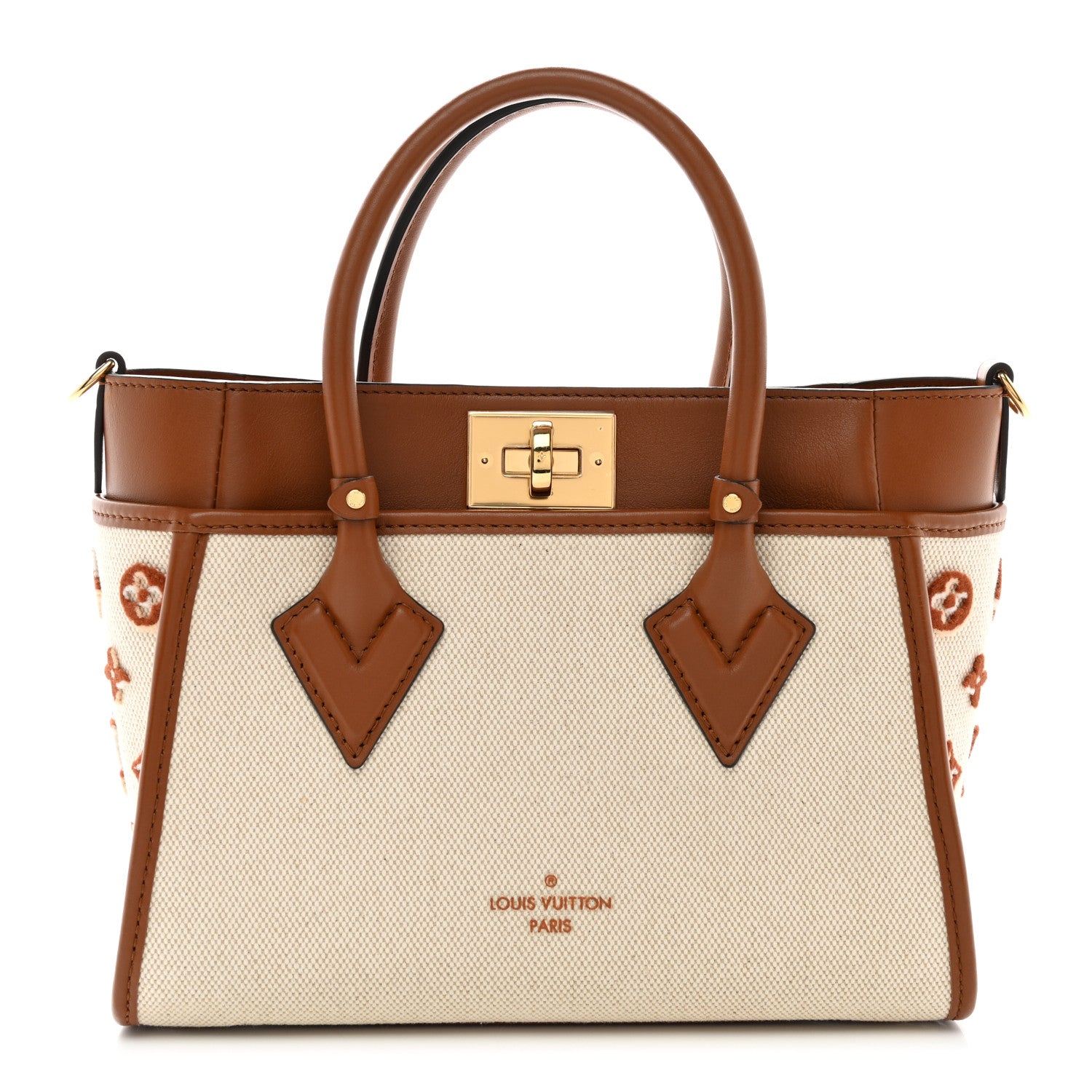 Louis Vuitton Canvas Calfskin Monogram On My Side PM Caramel Tan 1 of 9