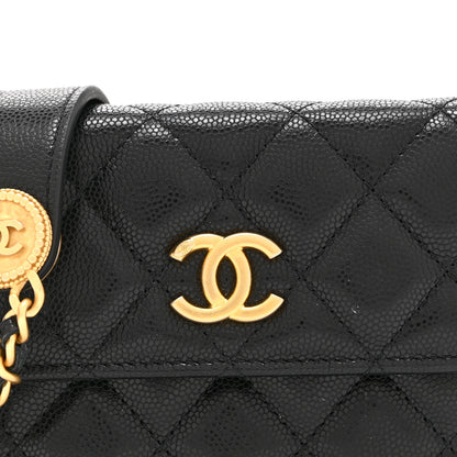 Chanel Caviar Quilted Twist Your Buttons Coin Purse With Chain Black 9 of 11
