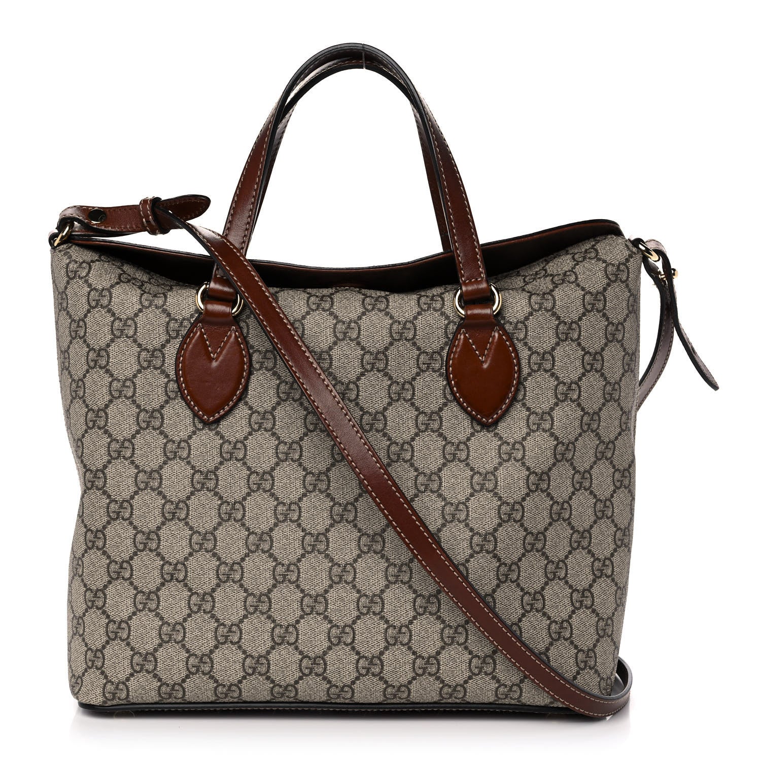 Gucci GG Supreme Monogram Linea A Foldover Tote Brown 1 of 18