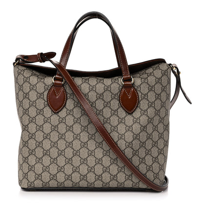 Gucci GG Supreme Monogram Linea A Foldover Tote Brown 1 of 18