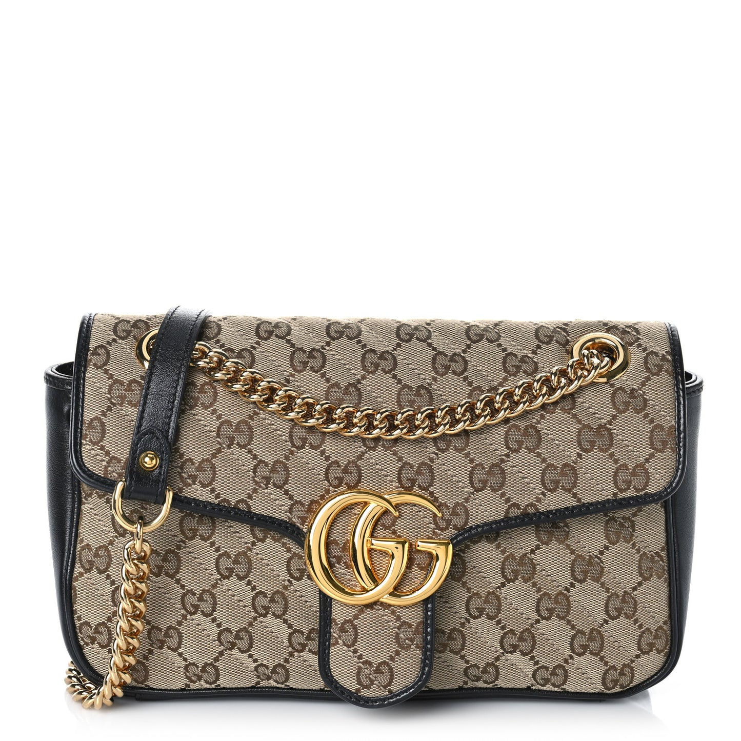 Monogram Matelasse Diagonal Small GG Marmont Shoulder Bag Beige Black