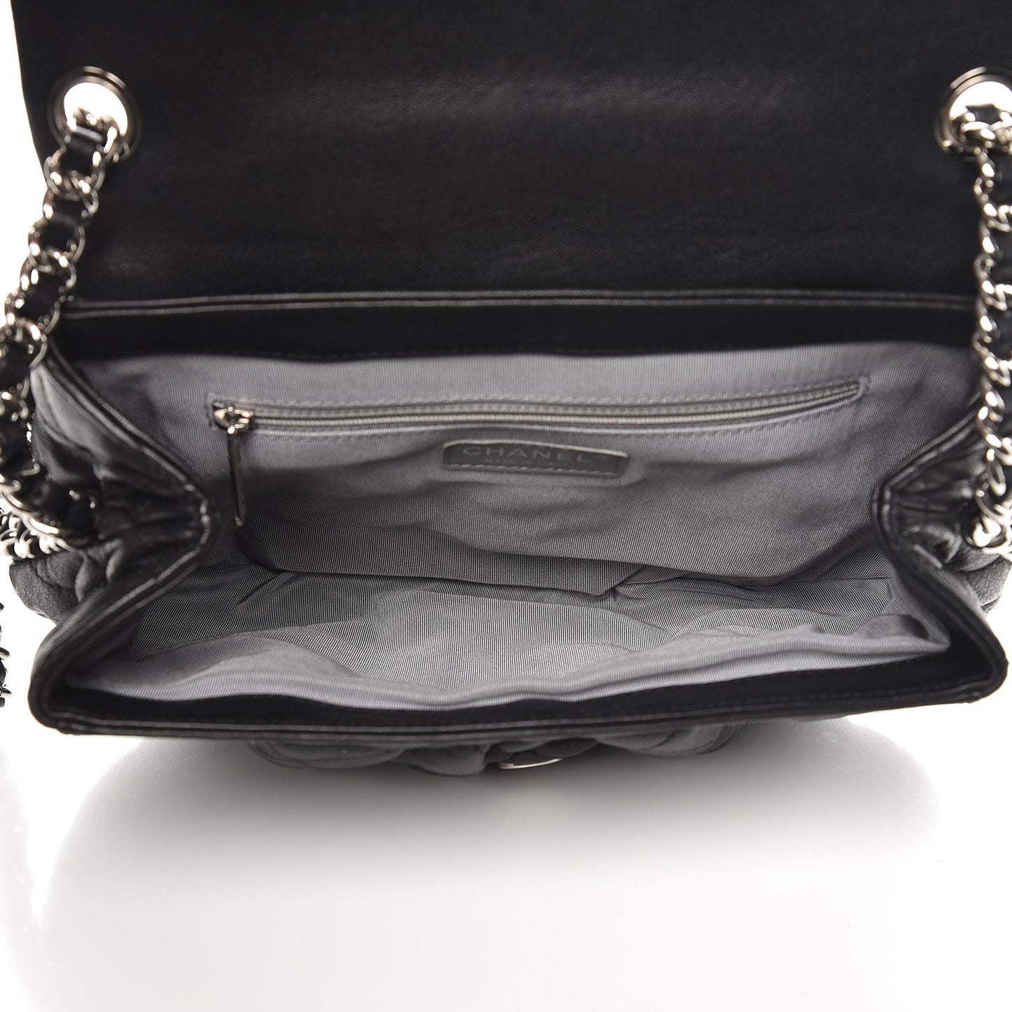 Washed Lambskin Quilted Medium Chain Around Messenger Black