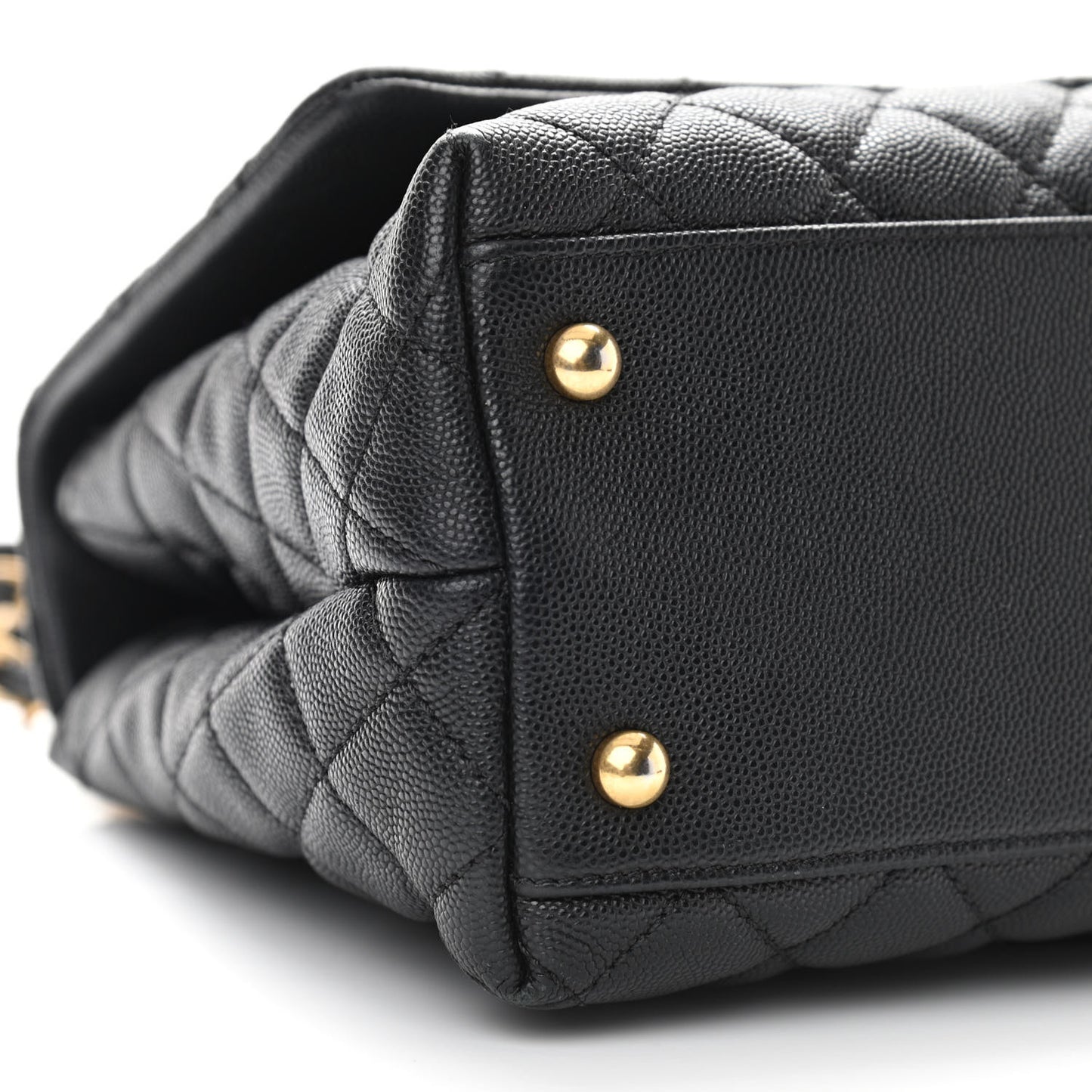 Caviar Quilted Small Coco Handle Flap Black