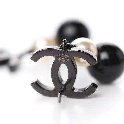 Chanel Ruthenium Pearl Bead CC Drop Earrings Black 4 of 6