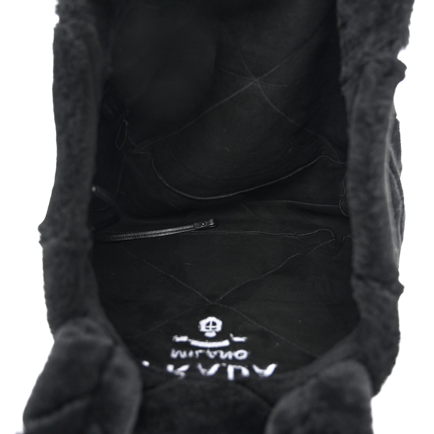 Prada Shearling Monotone Logo Tote Black White 6 of 12