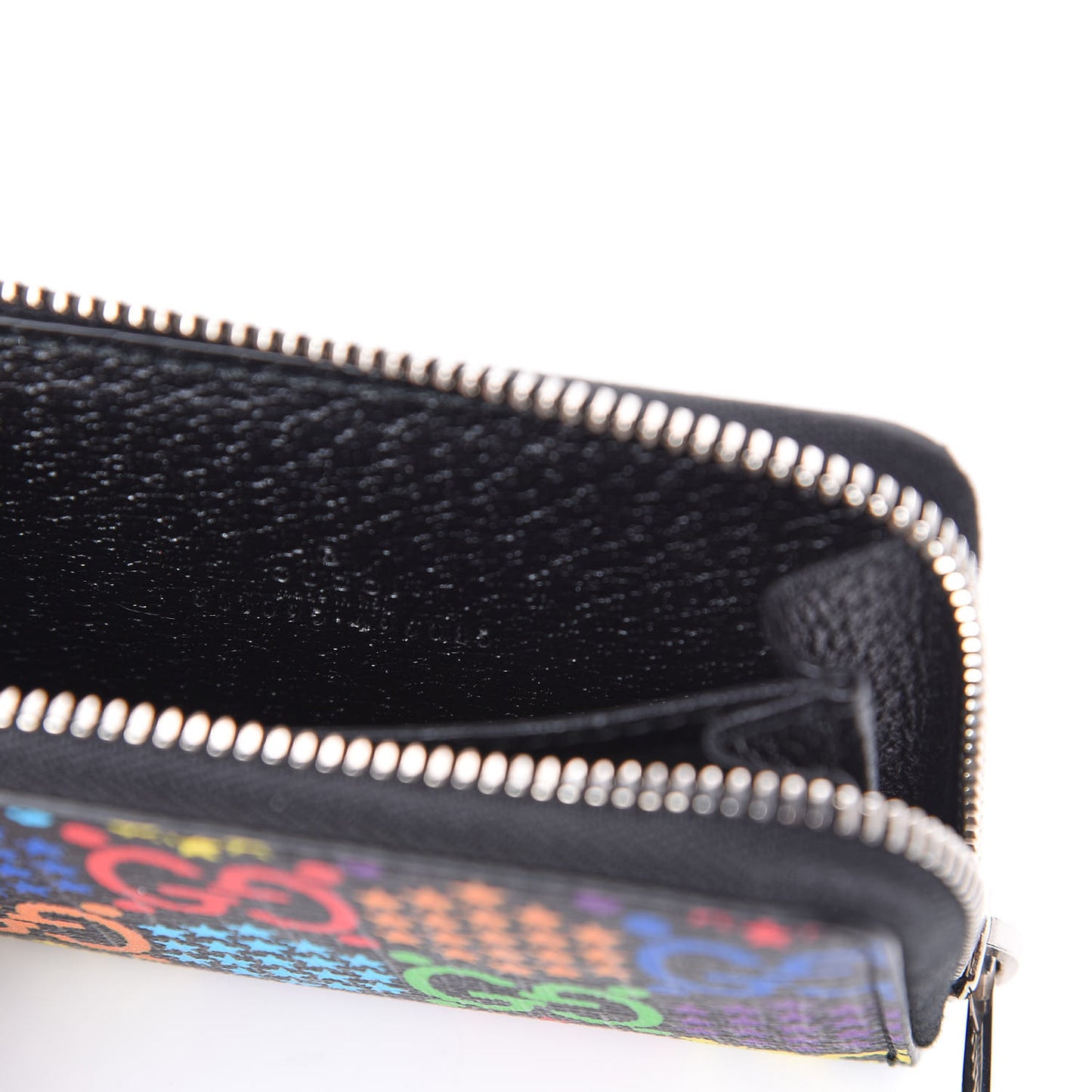 GG Supreme Monogram Psychedelic Zip Around Card Case Wallet Black