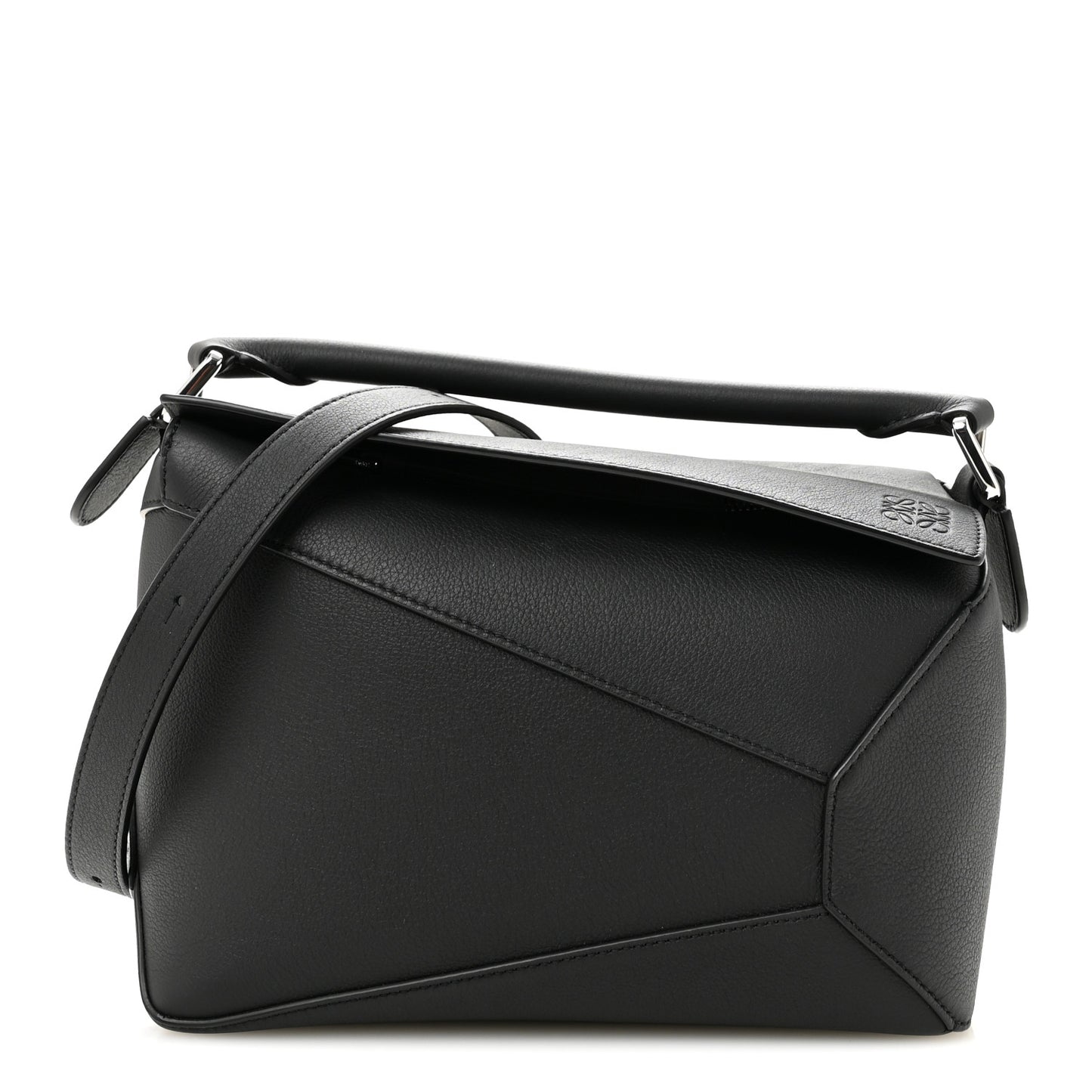 Calfskin Small Puzzle Edge Bag Black