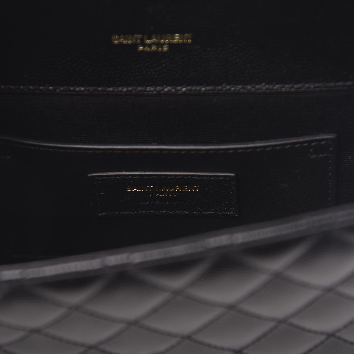 Grain De Poudre Textured Mixed Matelasse Triquilt Small Monogram Satchel Black
