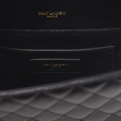 Saint Laurent Grain De Poudre Textured Mixed Matelasse Triquilt Small Monogram Satchel Black 6 of 11