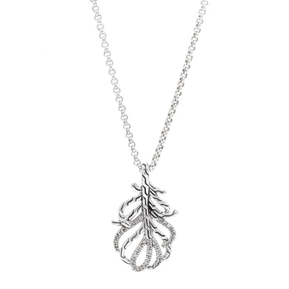 John Hardy Sterling Silver Diamond Feather Pendant Necklace 1 of 5