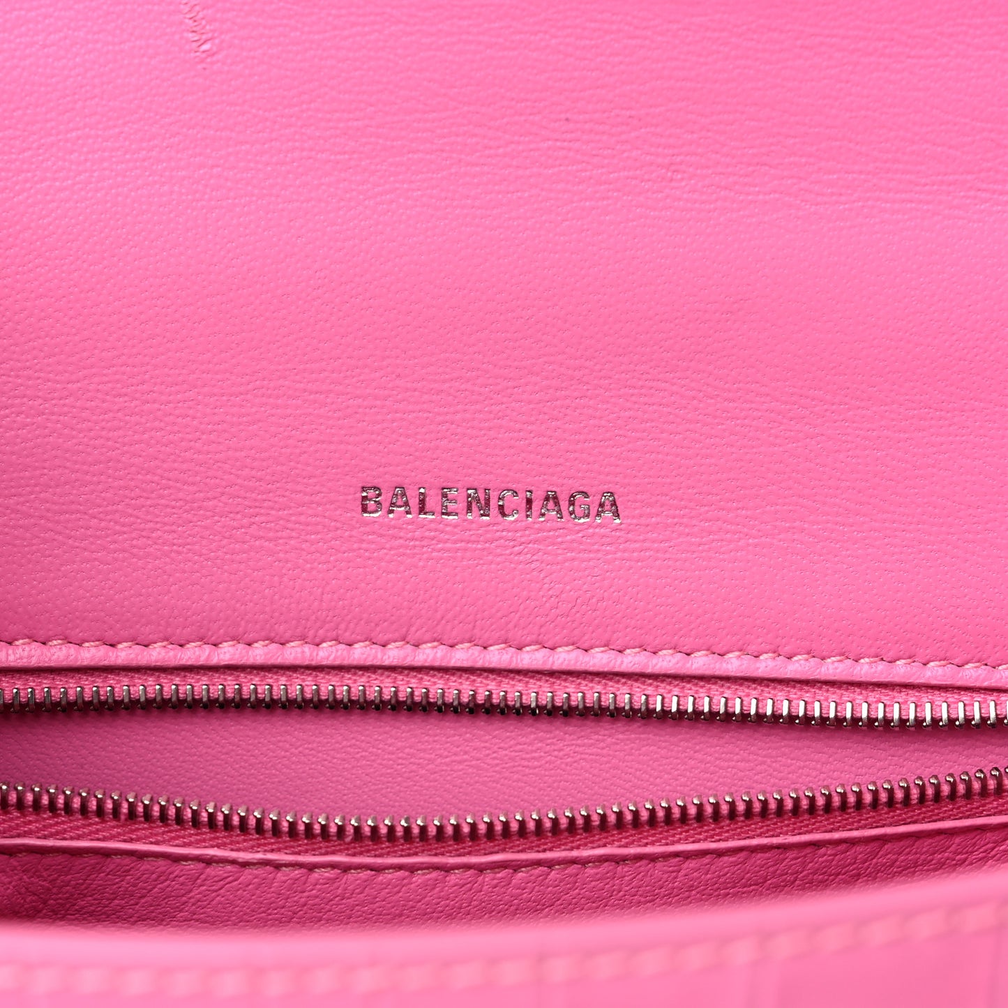 Shiny Calfskin Crocodile Embossed Small Hourglass Top Handle Bag Baby Pink