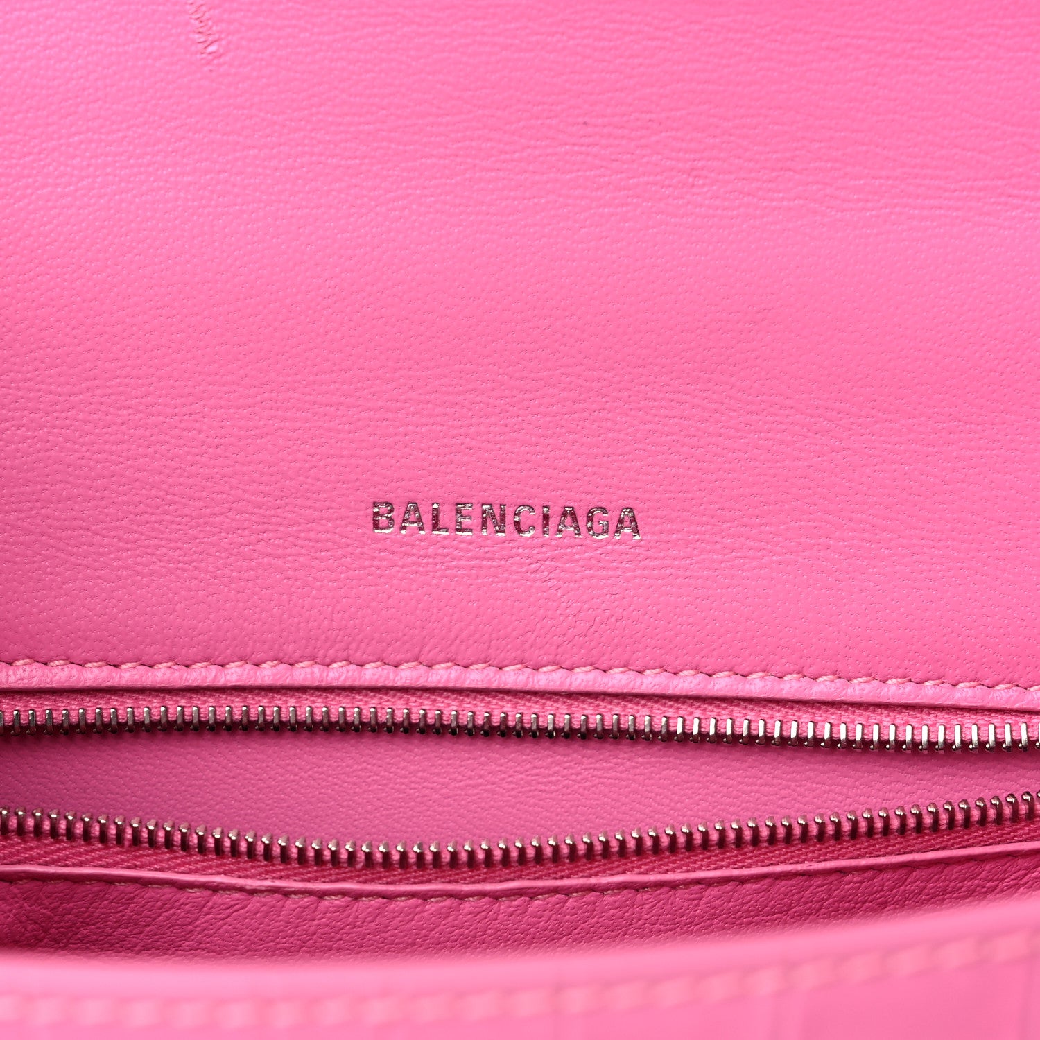 Balenciaga Shiny Calfskin Crocodile Embossed Small Hourglass Top Handle Bag Baby Pink 6 of 13