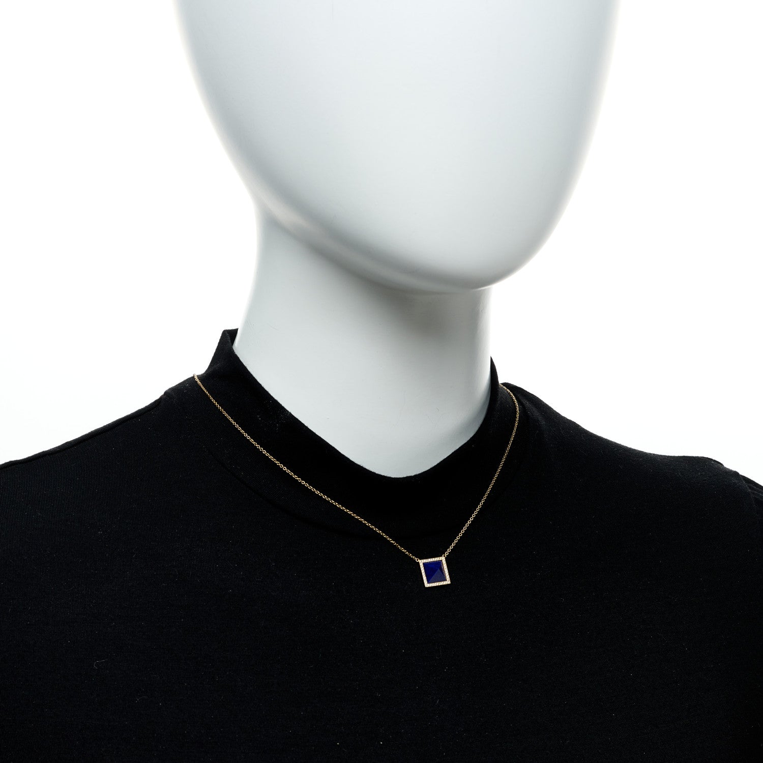 Jennifer Meyer 18K Yellow Gold Diamond Lapis Lazuli Pyramid Pendant Necklace 2 of 5