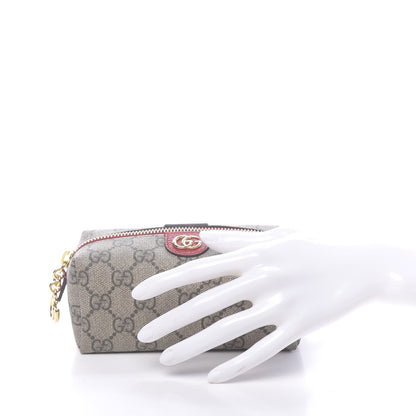 Gucci Soft GG Supreme Monogram Calfskin Small Ophidia Cosmetic Case Beige Ebony Hibiscus Red 2 of 9