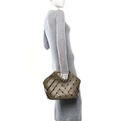 Bottega Veneta Calfskin The Point Weave Triangle Bag Taupe Grey 2 of 9