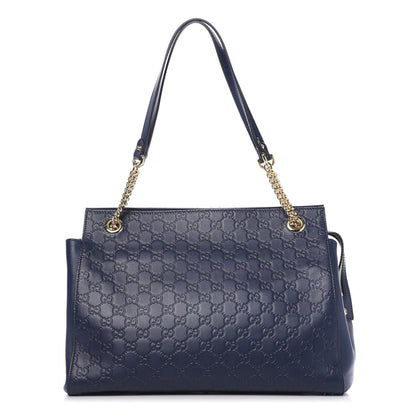 Gucci Guccissima Signature Large Chain Shoulder Bag Blue 1 of 12