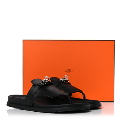 Hermes Calfskin Womens Empire Sandals 38.5 Black 12 of 12