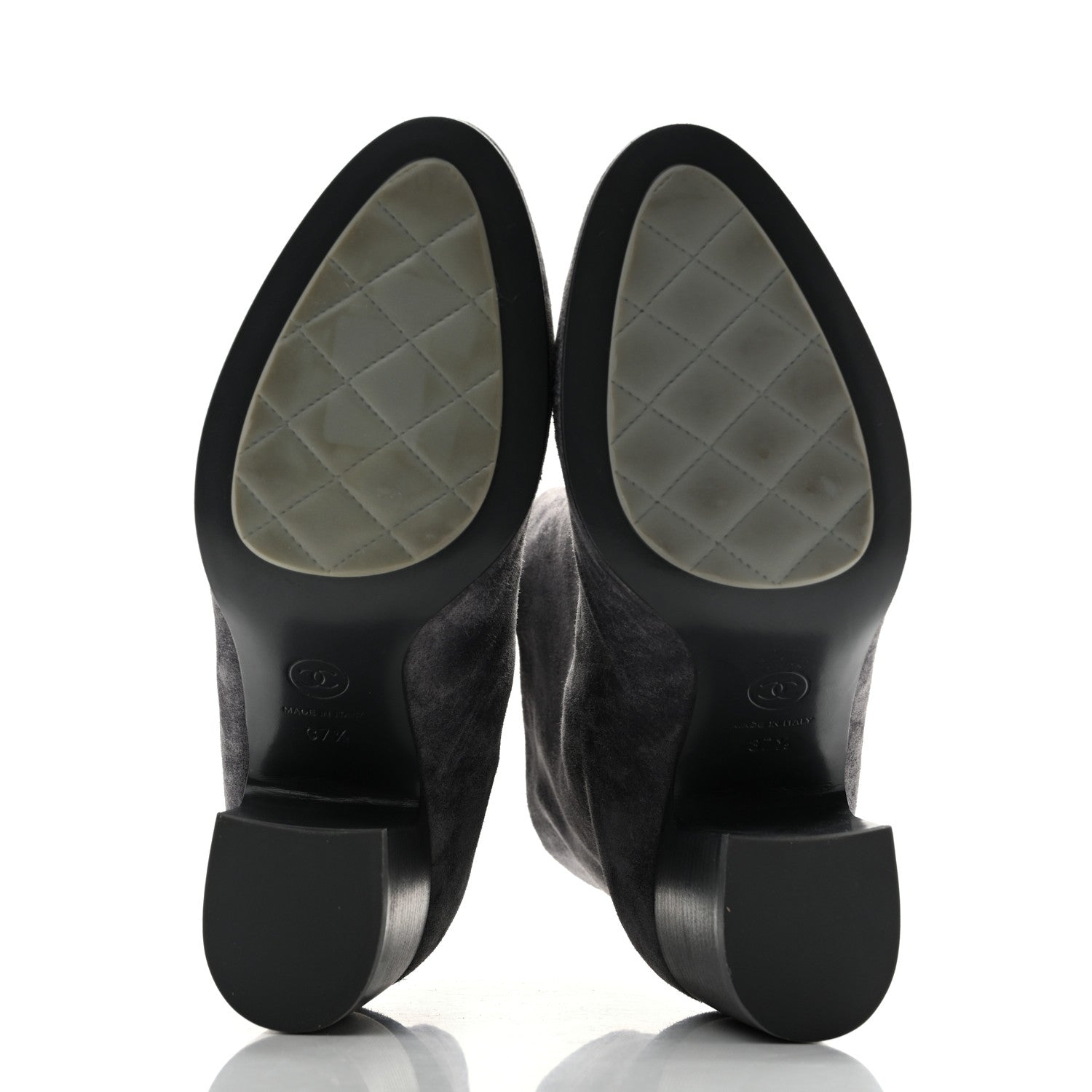 Chanel Suede Calfskin CC Short Boots 37.5 Grey 6 of 11