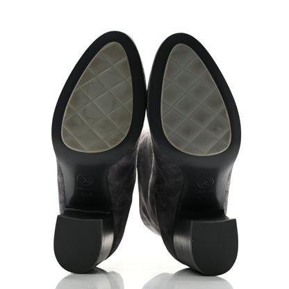Chanel Suede Calfskin CC Short Boots 37.5 Grey 6 of 11