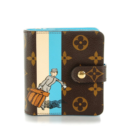 Louis Vuitton Monogram Groom Compact Zip Wallet Blue 1 of 8