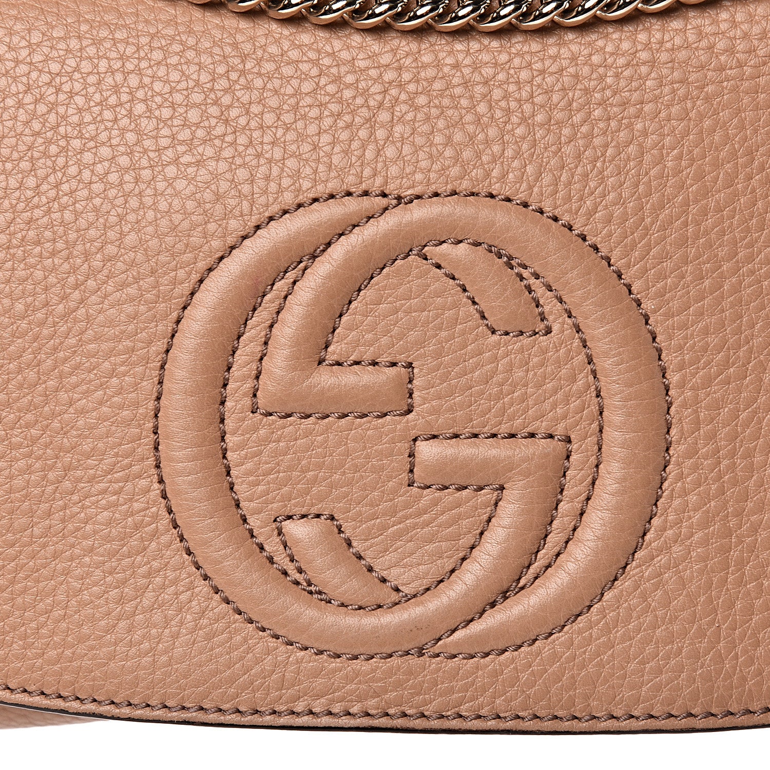 Gucci Pebbled Calfskin Medium Soho Flap Crossbody Camelia 8 of 22