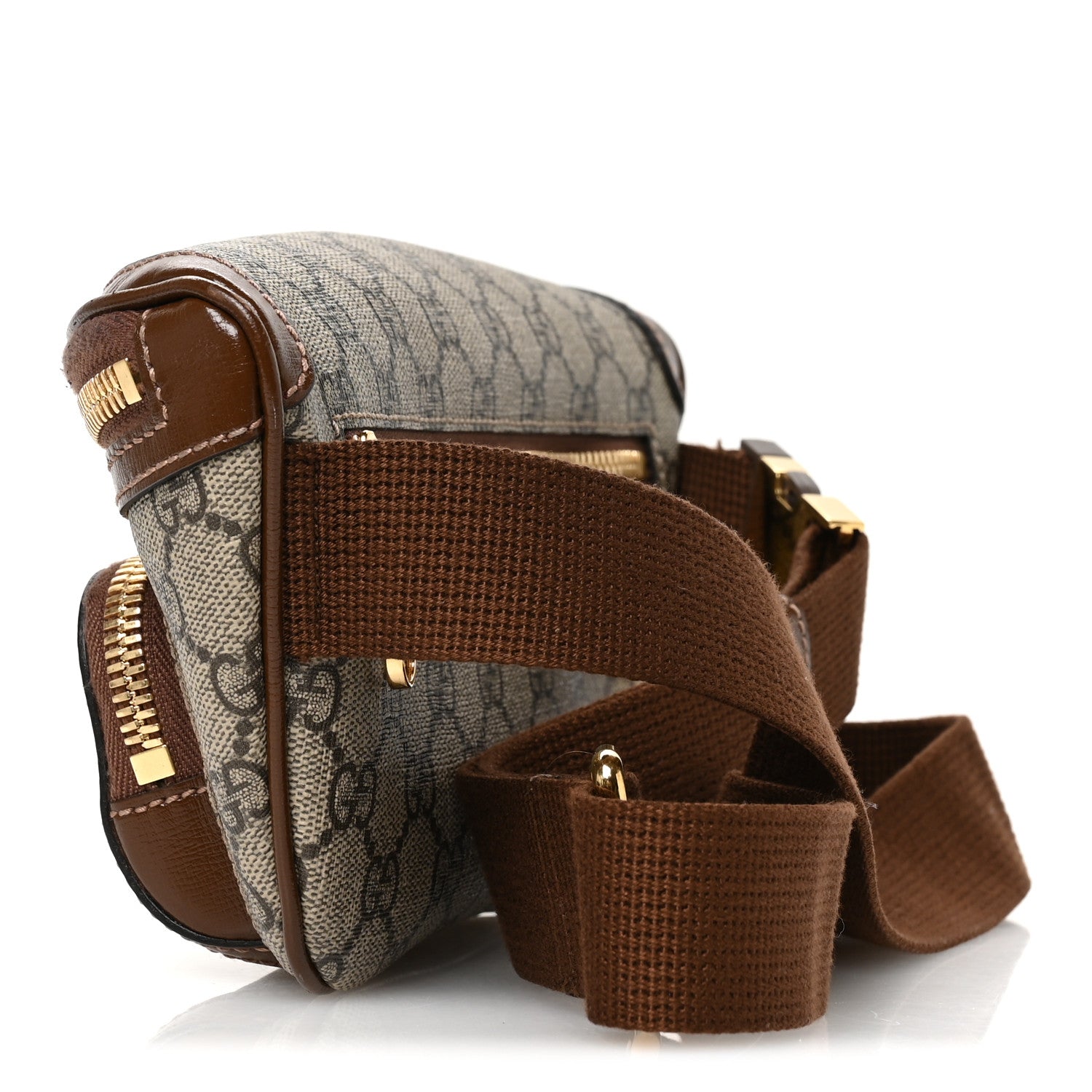 Gucci GG Supreme Monogram Textured Calfskin Retro Interlocking G Belt Bag Beige Ebony Brown Sugar 3 of 11