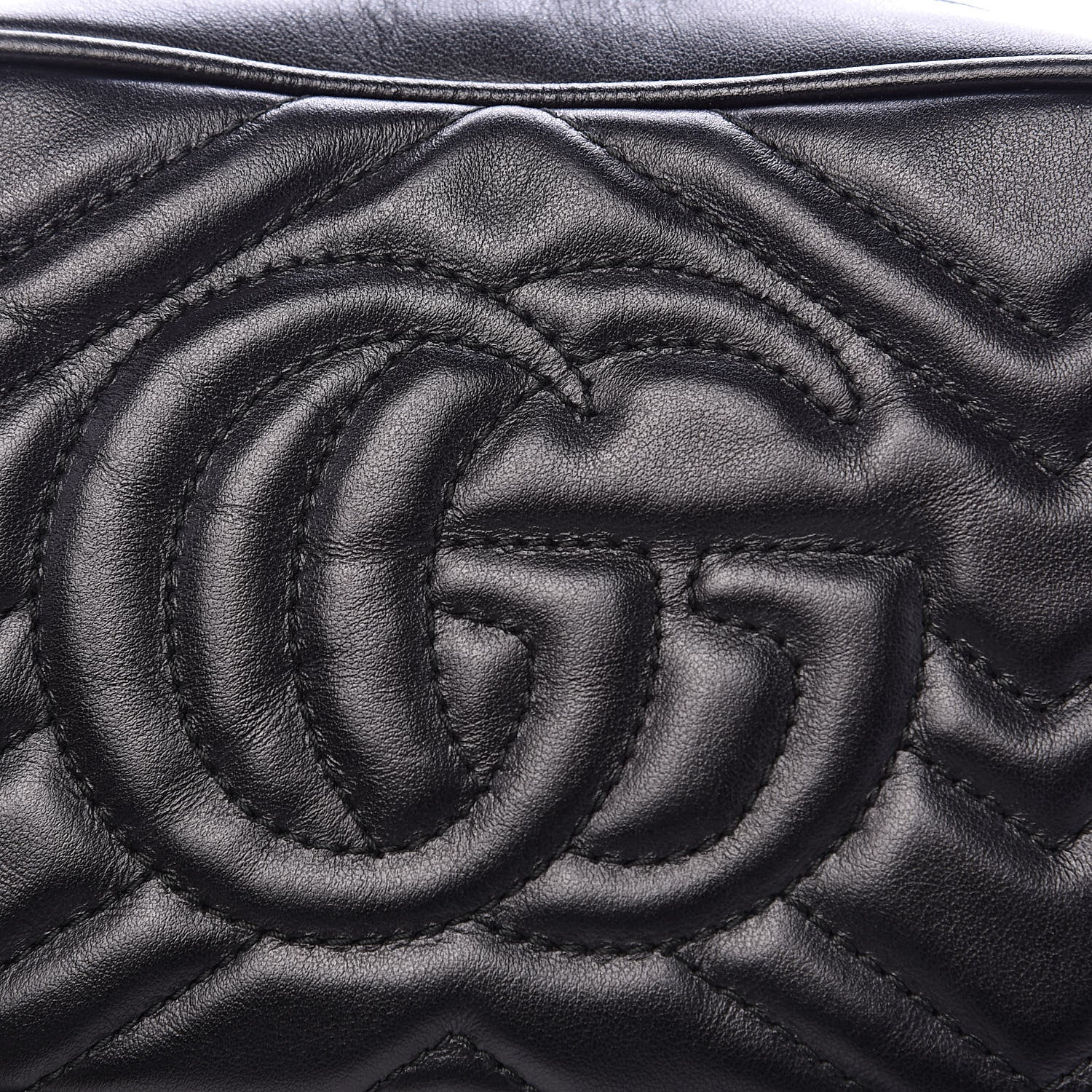 Gucci Calfskin Matelasse Mini GG Marmont Chain Shoulder Bag Black 11 of 14